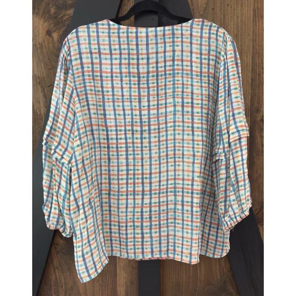 Zac & Rachel XL Gingham Plaid Cottagecore Blouse Top NWOT - Picture 2 of 8